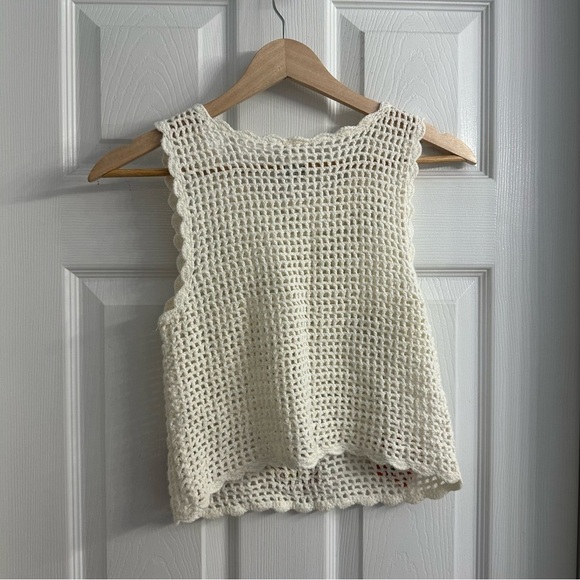 Y2K Jalate Cropped Top Crochet Knit Floral Festival Summer Boho Size Medium - Picture 4 of 6